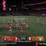 Georgia prepares to take its first offensive snap of the third quarter in the SEC Championship Game against Texas.